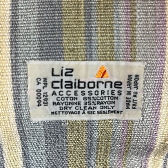 Vintage 80s Liz Claiborne Striped Cloth Slide Belt S/M - Picture 5 of 5